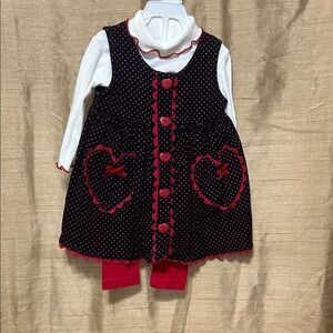 Blueberi Boulevard White and Black Polka Dot Dress Set of 3 Pieces